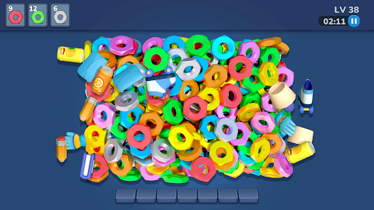 3D Crazy Match Triple Tap puzzle oyun görüntüsü - renkli 3D bloklar ve eşleştirme mekanikleri